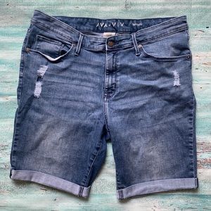 COPY - Ava & Viv distressed Bermuda blue jean shorts plus size 16W